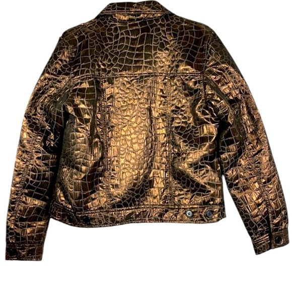 Donna Salyer's Fabulous Furs metallic croc textured light jacket Sz L - Picture 3 of 10
